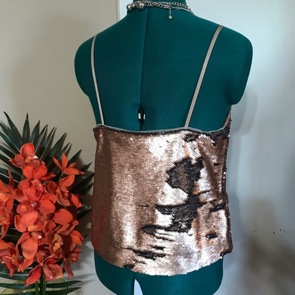 ZARA rose gold flip sequin cami NWOT - Picture 5 of 8